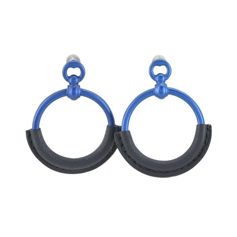Hermes Loop PM Earrings Swift Blue Indigo Accessory Aluminum — view 2
