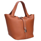 Hermes Picotin MM Taurillon Clemence Gold Handbag Brown