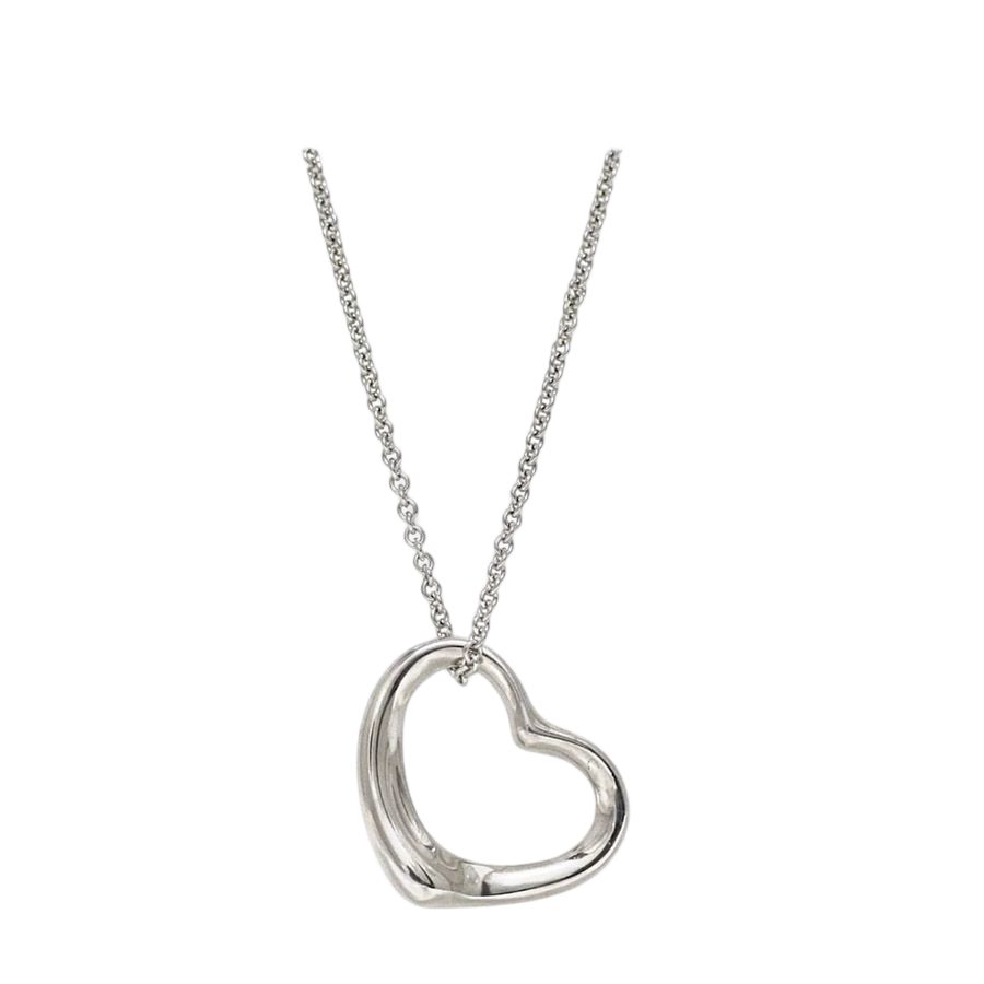 Tiffany & Co Open Heart Necklace Silver Elsa Peretti Polished 925 Sterling 22