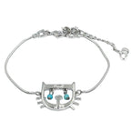 Dior Cat & D Metal Color Beads Silver Turquoise Blue Bracelet