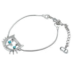 Dior Cat & D Metal Color Beads Silver Turquoise Blue Bracelet — view 2