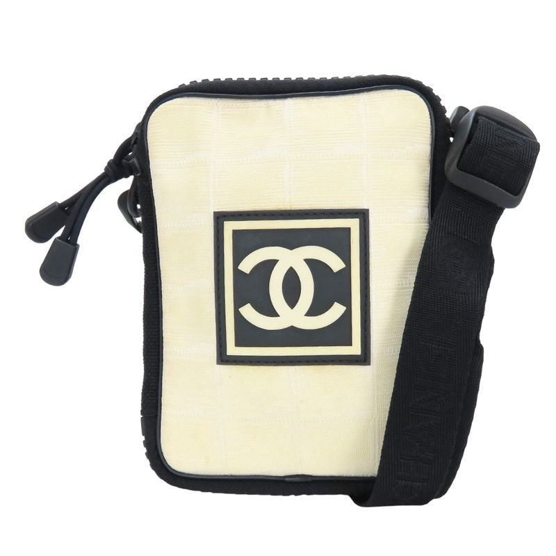 Chanel Shoulder Bag Sports Line Jacquard Nylon Ivory Black — view 2
