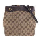Gucci Beige Brown Gold Hardware GG Canvas Leather Shoulder Bag Handbag