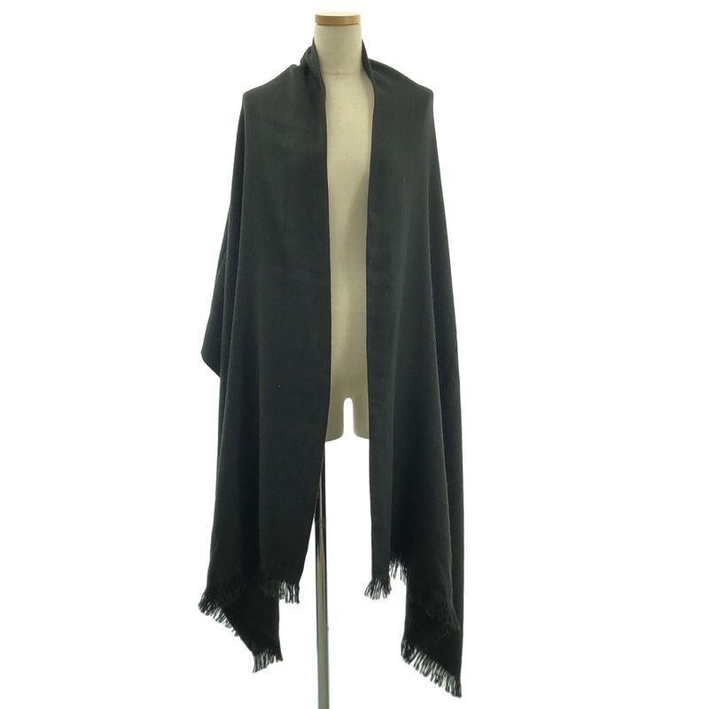 Hermes Jacquard Logo Fringe Large Shawl Scarf Black