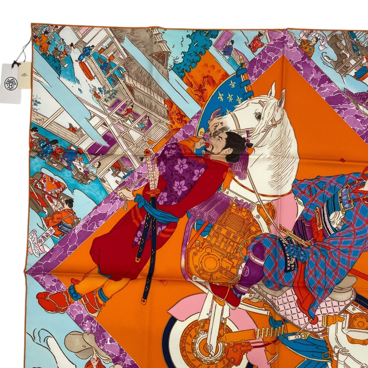 Hermes Scarf Carre 90 100% Silk Les Artisans D' Craftsmen Orange Box — view 3