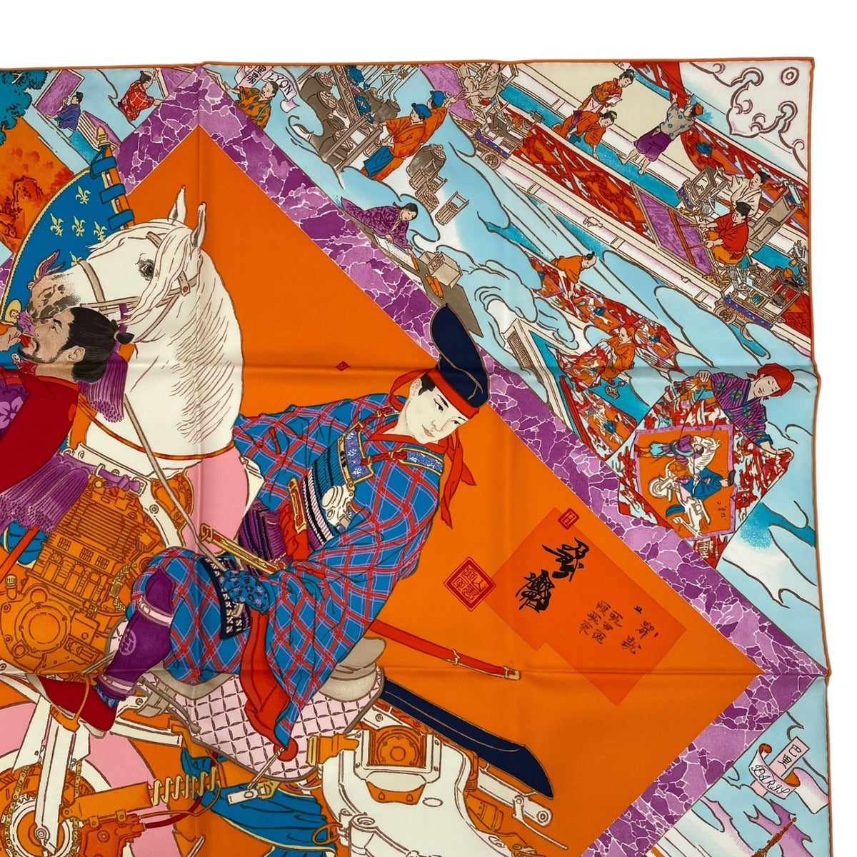 Hermes Scarf Carre 90 100% Silk Les Artisans D' Craftsmen Orange Box — view 4