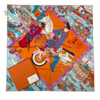 Hermes Scarf Carre 90 100% Silk Les Artisans D' Craftsmen Orange Box