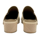 Hermes Karya Sandals Shoes Leather Wood Beige Studded Mules Sabot — view 5