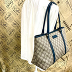 Gucci GG Pattern Supreme Tote A4 Beige Blue — view 2