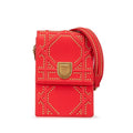 Diorama Studded Crossbody Chain Shoulder Bag Red Gold Leather