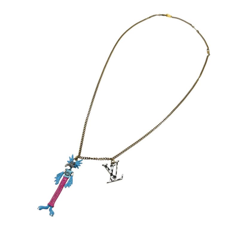Louis Vuitton Animal's Zoom Kun Mp2928 Necklace Metal Enamel Gold Blue Pink — view 4