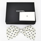 Chanel Barrette Aaa821 Ribbon White Logo COCO Silver Hardware Hair — view 9
