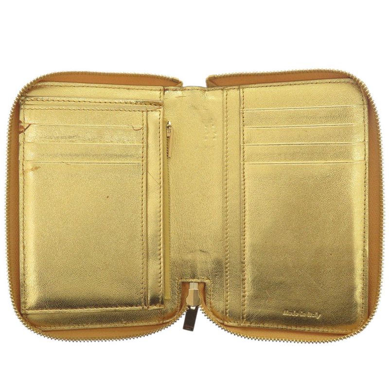 Celine Round Zipper Leather Gold Yellow Bifold Wallet 0472 — view 3