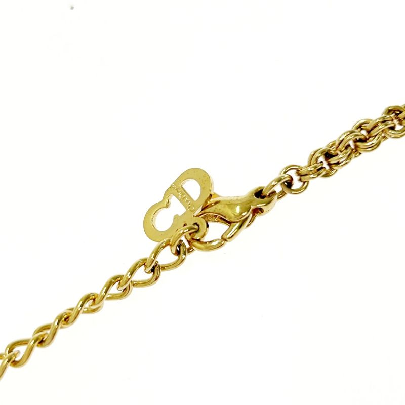 Christian Dior GP Rhinestone CD Logo Necklace Gold — view 7