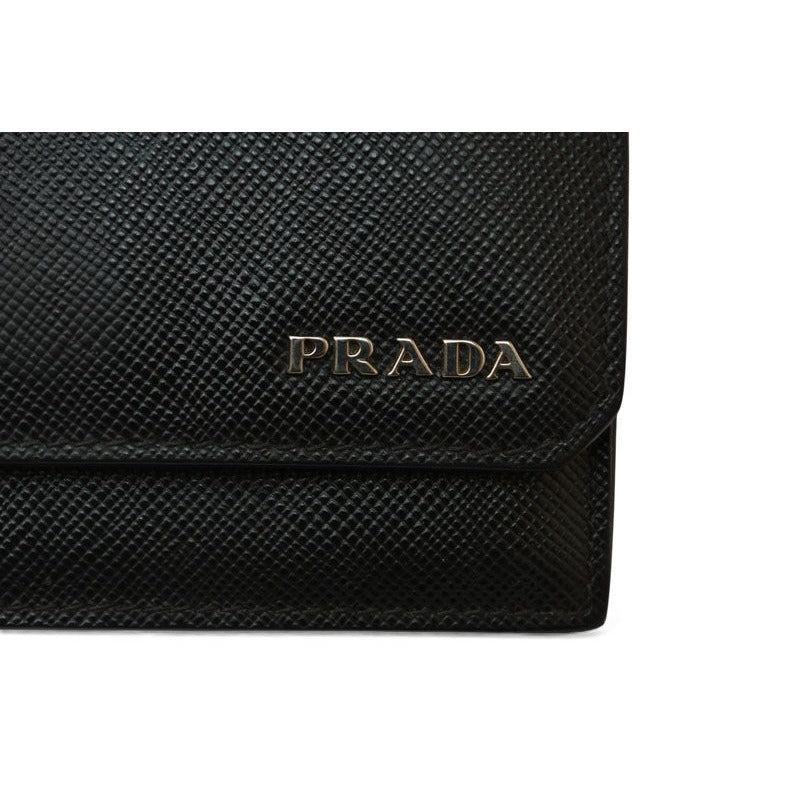 Prada Card Case Coin Business Holder Logo Leather Nero Black — view 3
