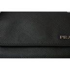 Prada Card Case Coin Business Holder Logo Leather Nero Black — view 5