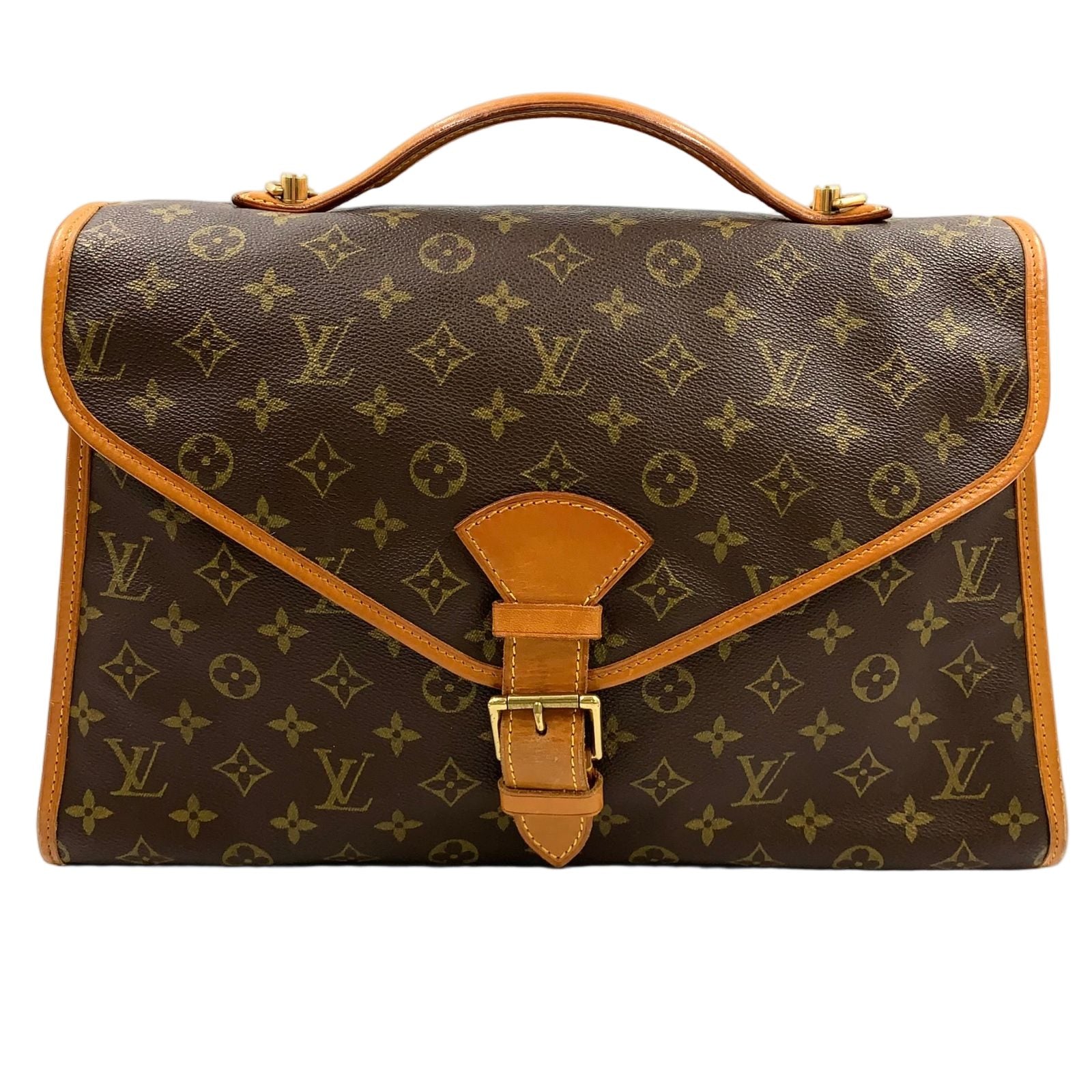 Louis Vuitton Beverly Monogram 2-Way Leather Brown Light Handbag Gold