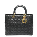 Dior Christian 2-Way Shoulder Bag Cannage Black