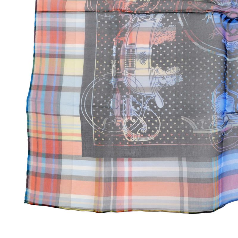 Hermes Carre 55 Scarf Madras Exlibris Bandana Silk Multicolor Accessory — view 4