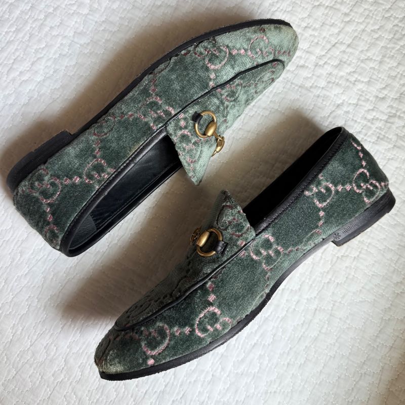 Gucci Jordane GG Pattern Horsebit Loafers Velvet Velour 35 1 2 — view 5