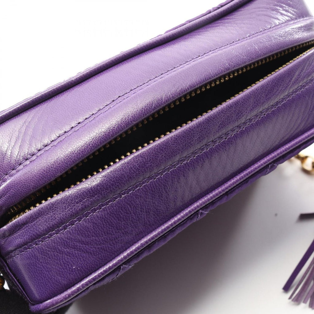 Chanel Shoulder Bag Quilted Purple Fabric Fringe Mini Chain — view 8