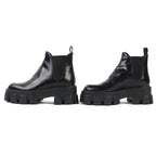 Prada Monolith Brushed Leather Chelsea Boots Side Gore Short Black — view 3