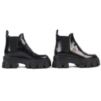 Prada Monolith Brushed Leather Chelsea Boots Side Gore Short Black — view 4