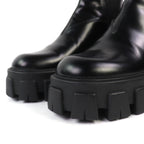 Prada Monolith Brushed Leather Chelsea Boots Side Gore Short Black — view 5