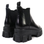 Prada Monolith Brushed Leather Chelsea Boots Side Gore Short Black — view 7