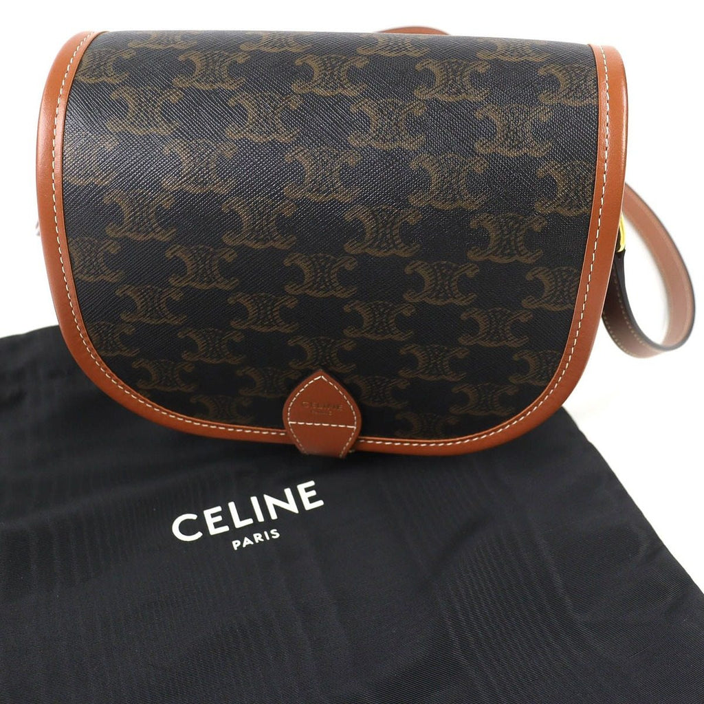 Celine Folco Medium Triomphe Canvas Shoulder Bag Tan Brown Recommended — view 2