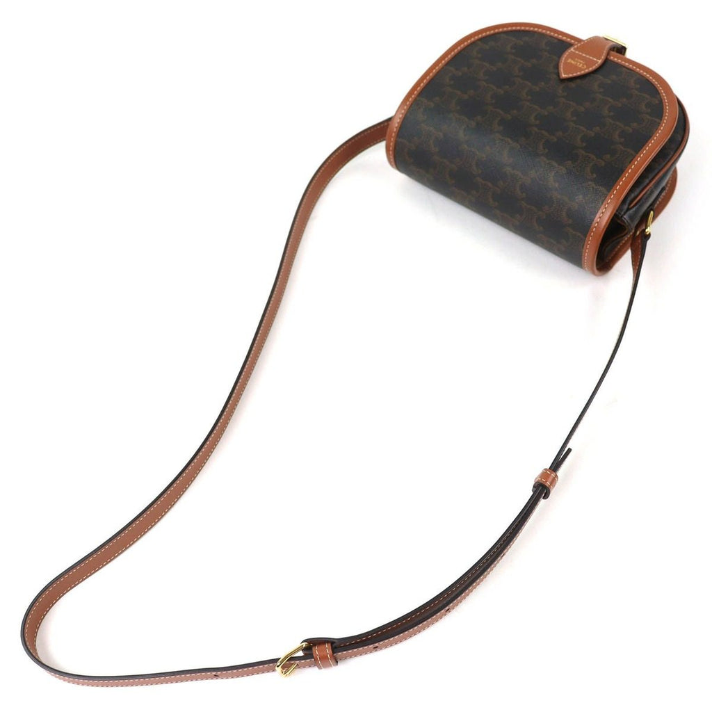 Celine Folco Medium Triomphe Canvas Shoulder Bag Tan Brown Recommended — view 4