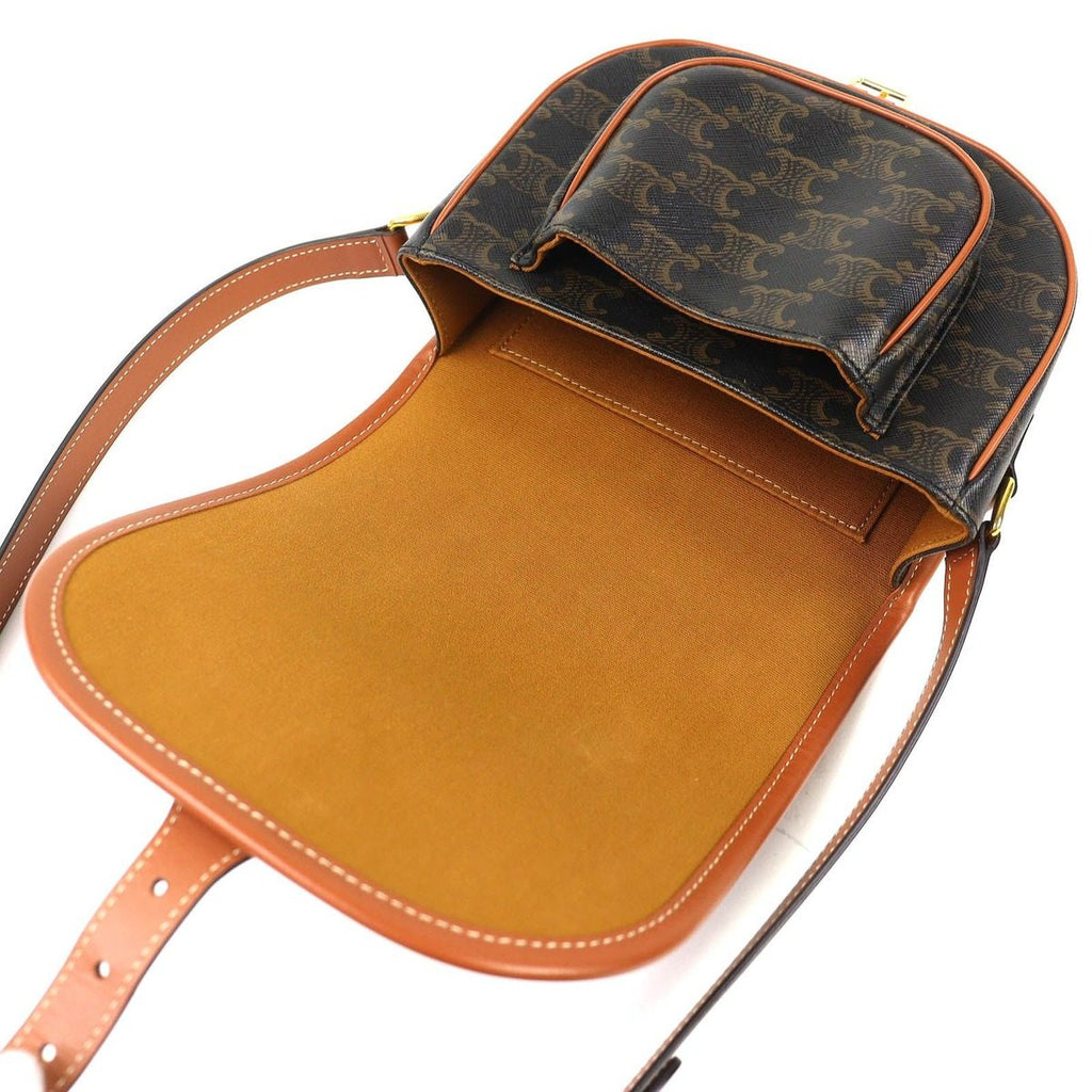 Celine Folco Medium Triomphe Canvas Shoulder Bag Tan Brown Recommended — view 6