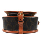 Celine Folco Medium Triomphe Canvas Shoulder Bag Tan Brown Recommended — view 7
