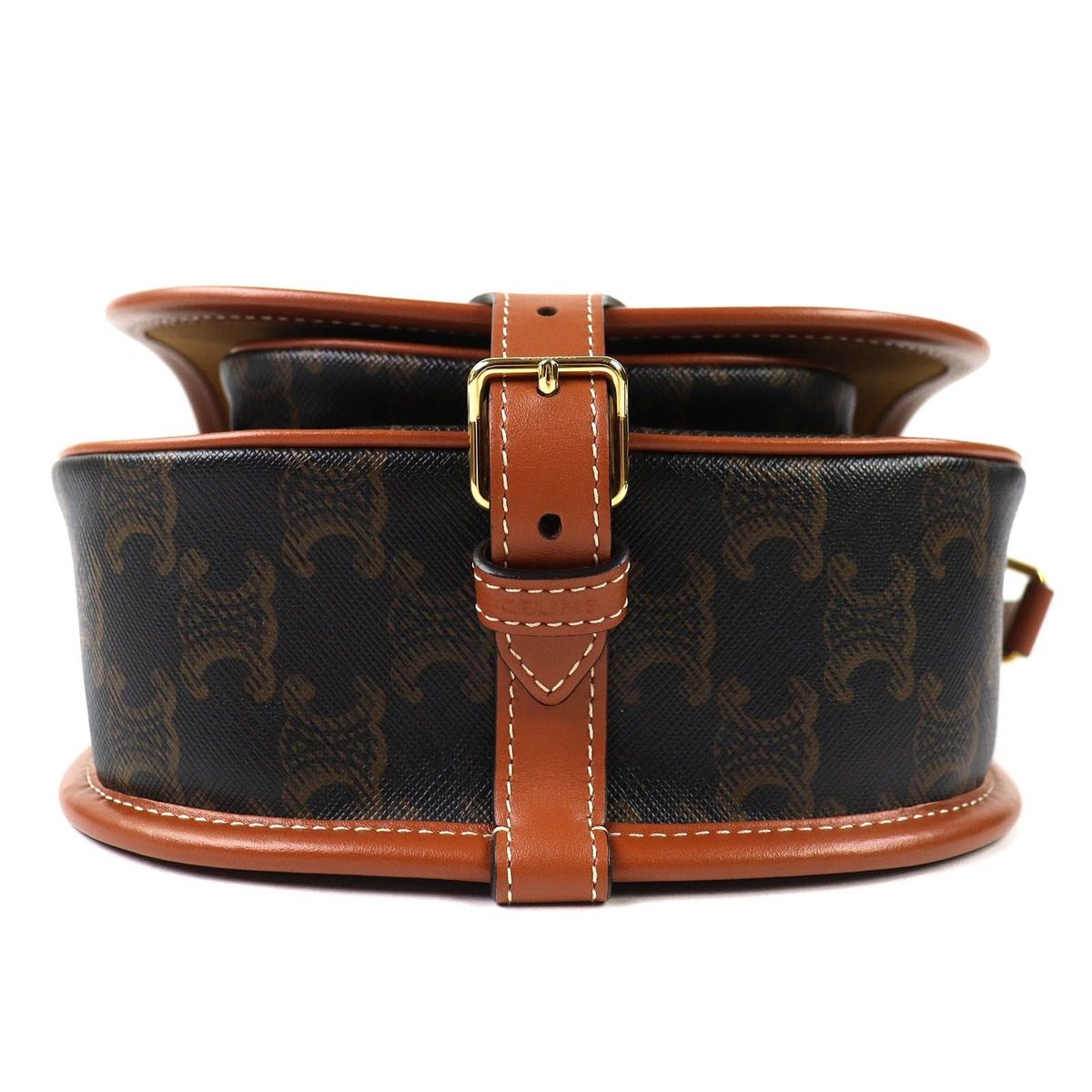 Celine Folco Medium Triomphe Canvas Shoulder Bag Tan Brown Recommended — view 7