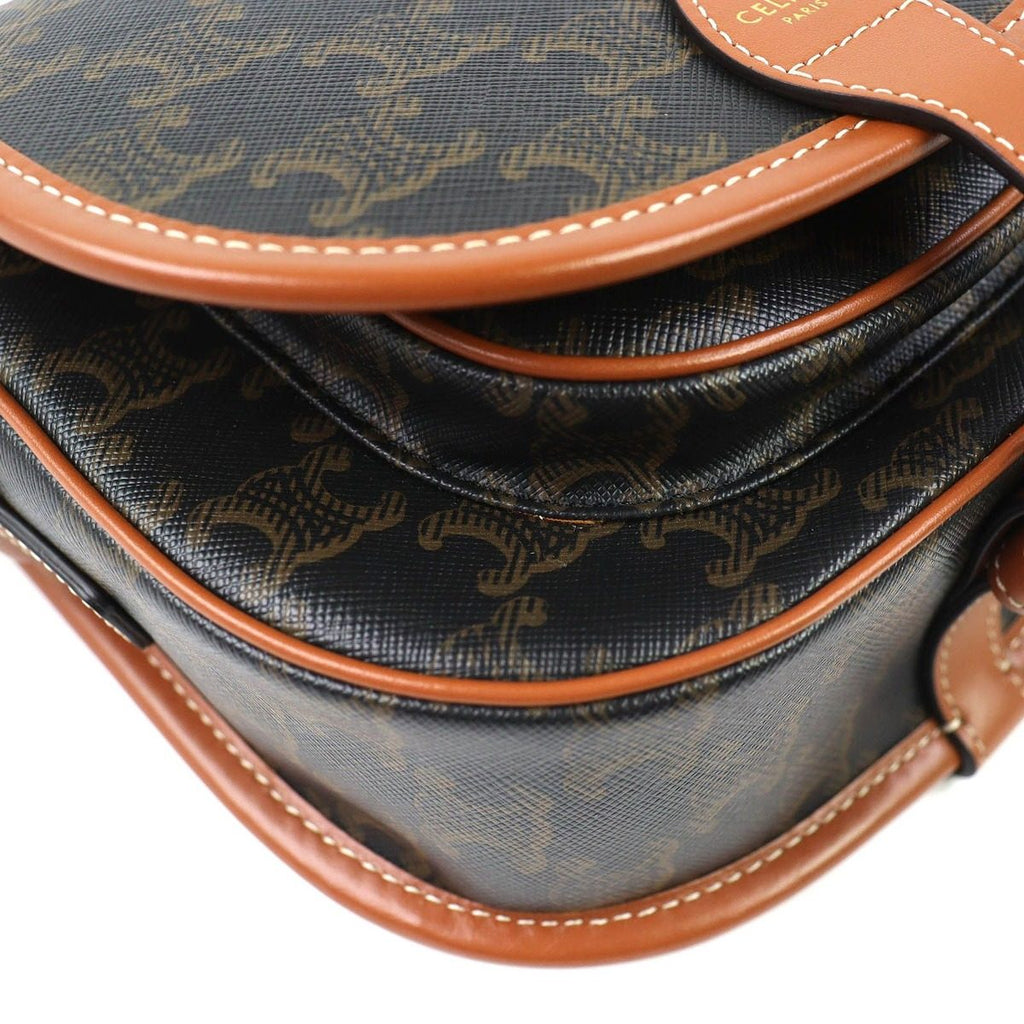 Celine Folco Medium Triomphe Canvas Shoulder Bag Tan Brown Recommended — view 8