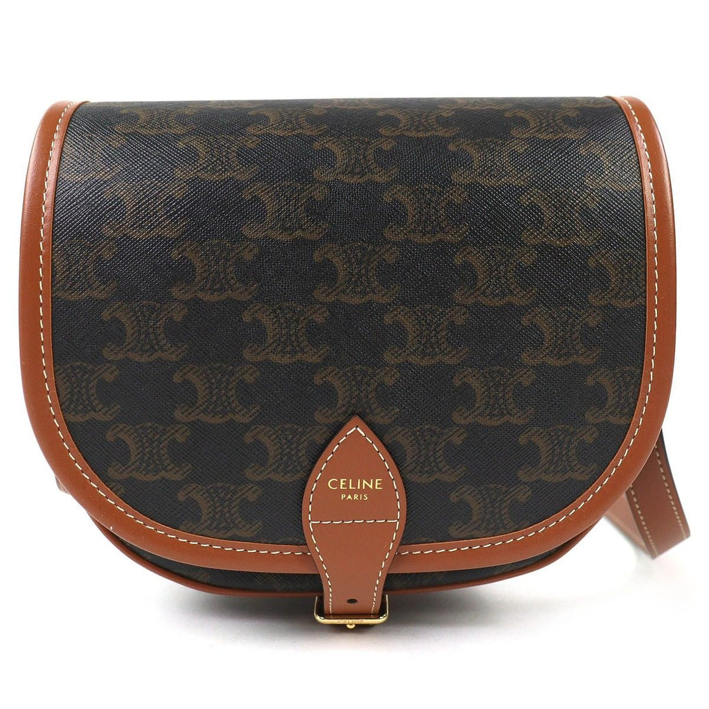 Celine Folco Medium Triomphe Canvas Shoulder Bag Tan Brown Recommended