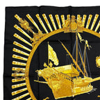 Hermes Scarf Carre 90 la Marine Rames Navy Ship Pattern 100% Silk Black — view 2