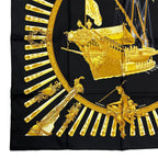 Hermes Scarf Carre 90 la Marine Rames Navy Ship Pattern 100% Silk Black — view 5