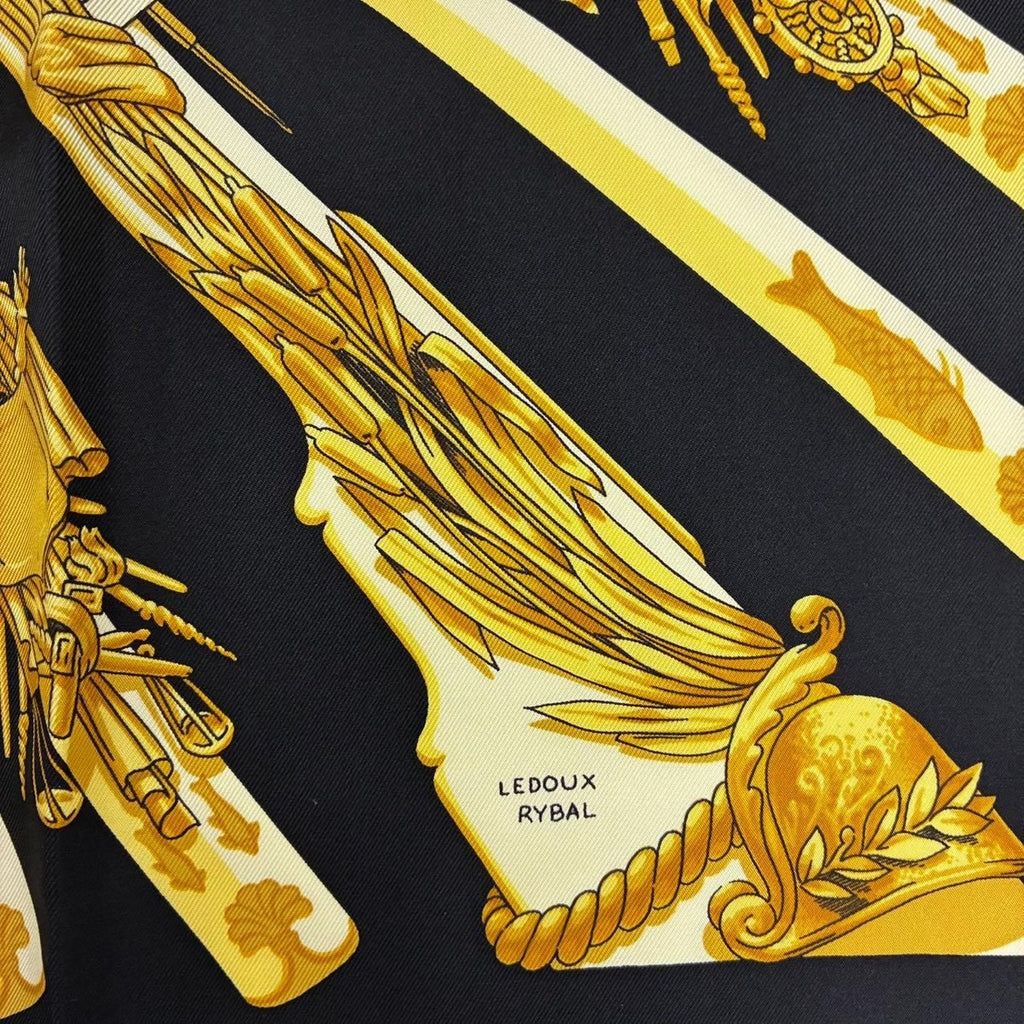 Hermes Scarf Carre 90 la Marine Rames Navy Ship Pattern 100% Silk Black — view 6