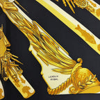 Hermes Scarf Carre 90 la Marine Rames Navy Ship Pattern 100% Silk Black — view 6