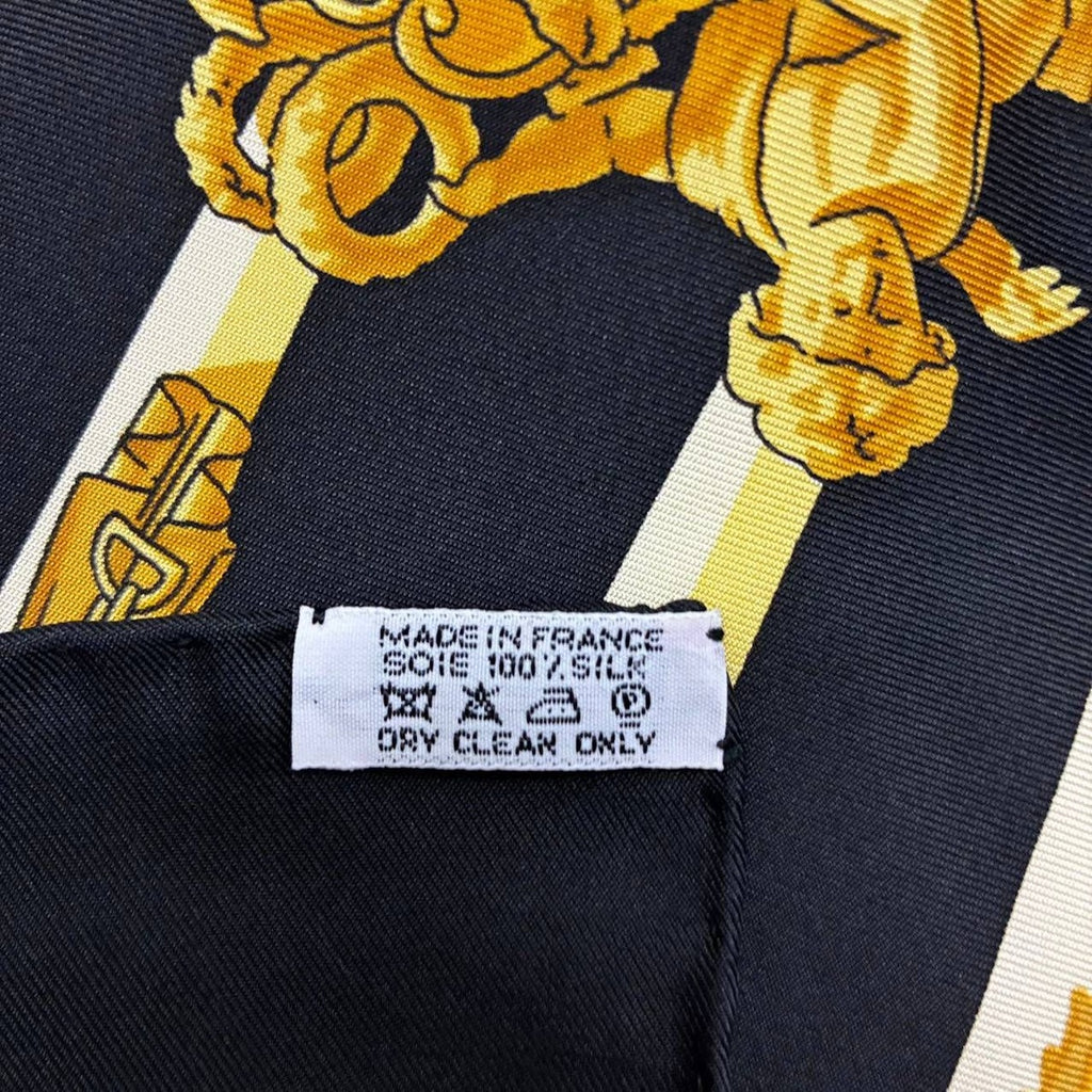Hermes Scarf Carre 90 la Marine Rames Navy Ship Pattern 100% Silk Black — view 8