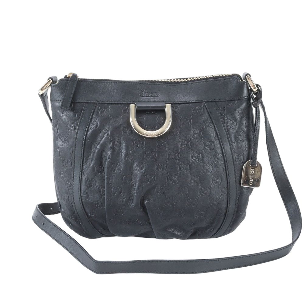Gucci Guccissima Abbey Leather Shoulder Bag Crossbody Tote Black