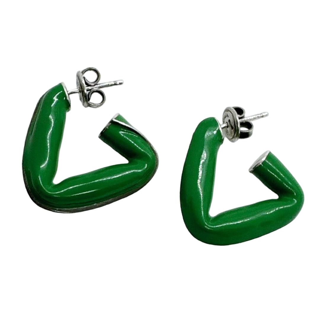 Bottega Veneta Triangle Hoop Earrings 925 Green
