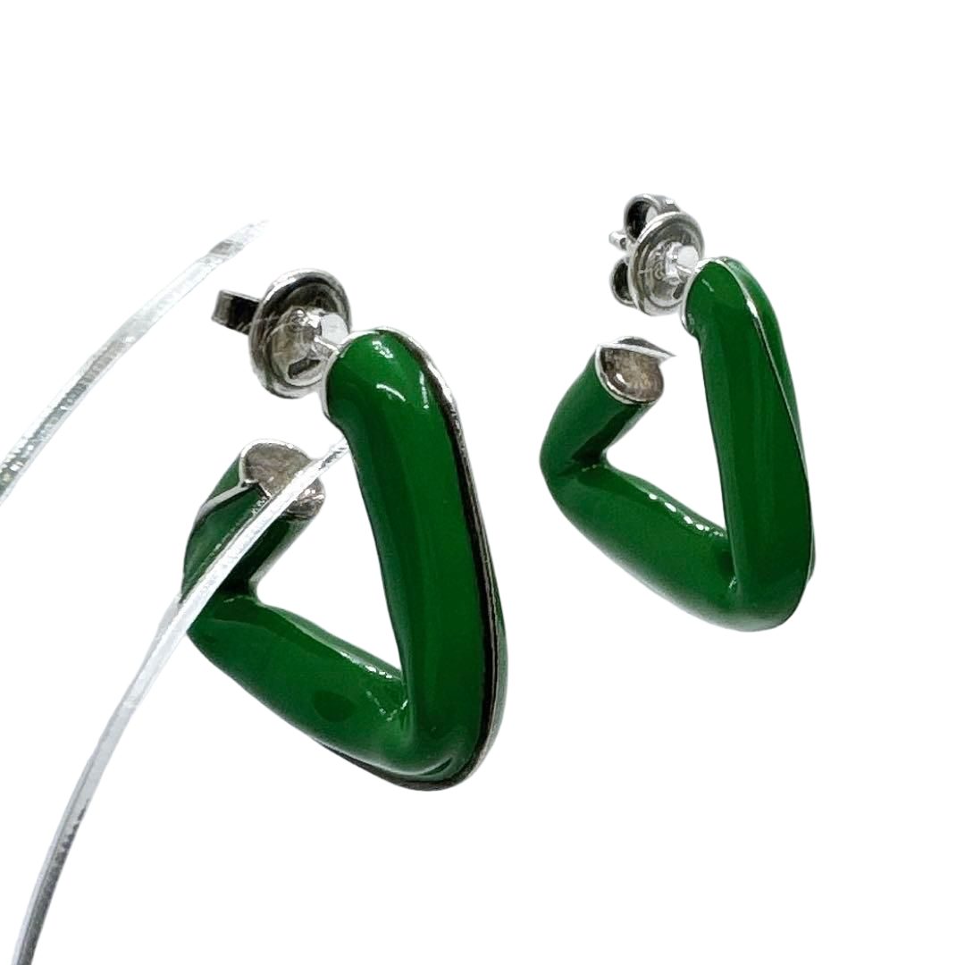 Bottega Veneta Triangle Hoop Earrings 925 Green — view 2
