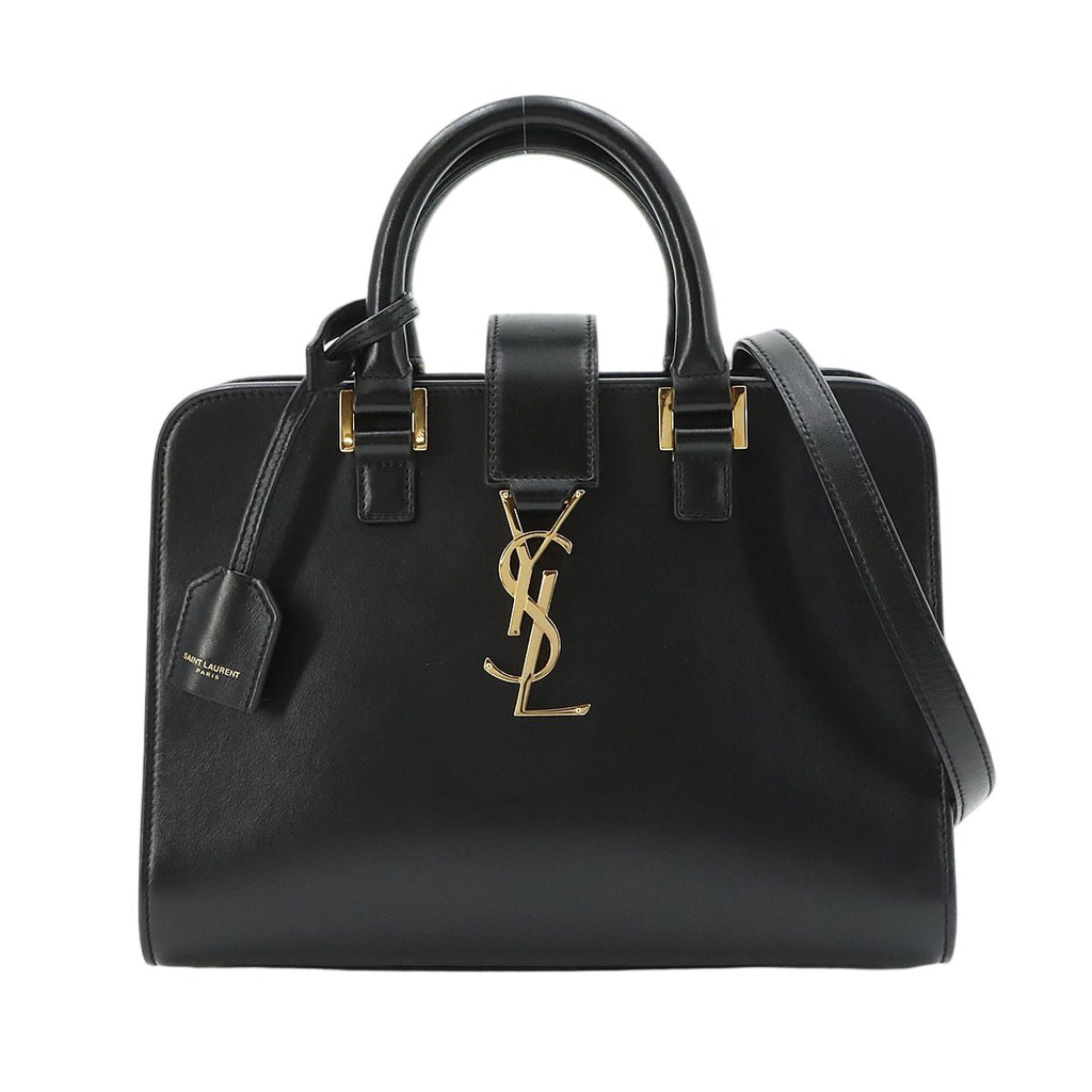 Saint Laurent Baby Cabas 2-Way Hand Shoulder Bag Leather Black