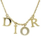Dior Necklace Logo Metal GP Gold Color GD Rhinestone 8.0 — view 2