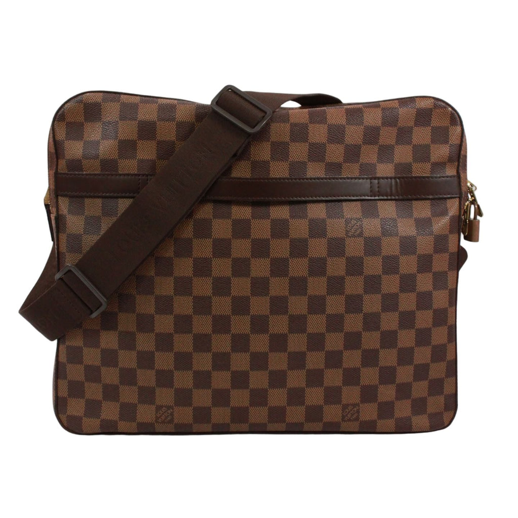 Louis Vuitton Dorsoduro Damier Ebene Leather Brown Shoulder Bag Gold