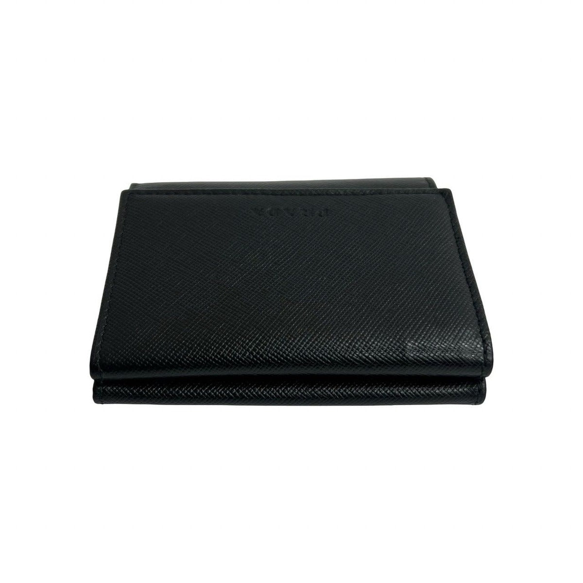 Prada Logo Saffiano Leather Trifold Wallet Mini Coin — view 3