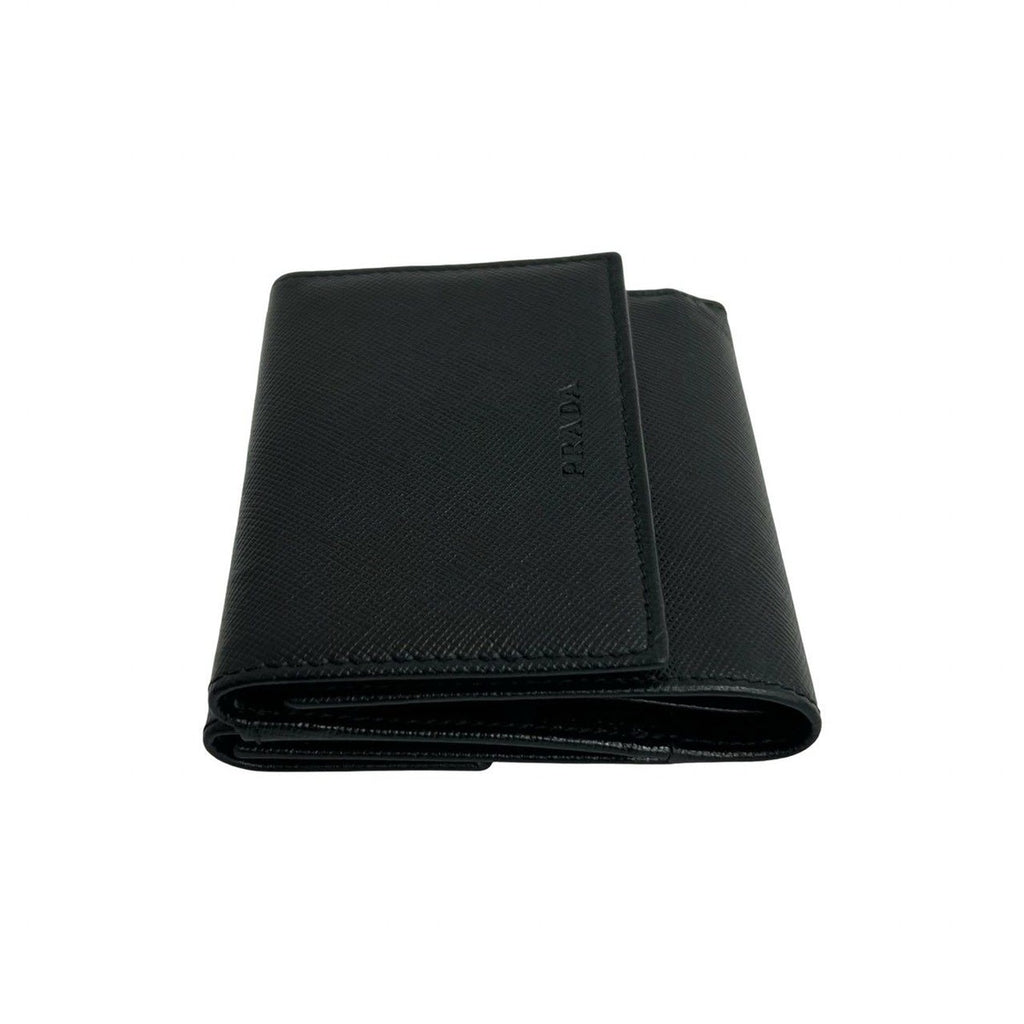Prada Logo Saffiano Leather Trifold Wallet Mini Coin — view 4