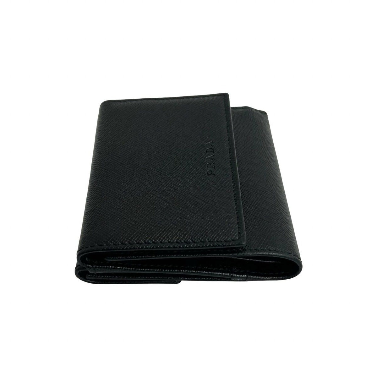 Prada Logo Saffiano Leather Trifold Wallet Mini Coin — view 4